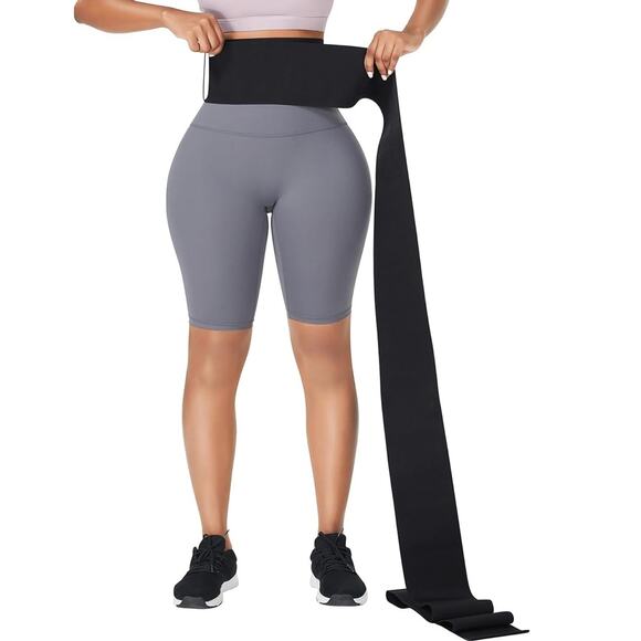 Waist Trainer Bandage Wrap Trimmer Belt One Size Aa/Black 157.2" (13.1') x 4.9" - Picture 1 of 8